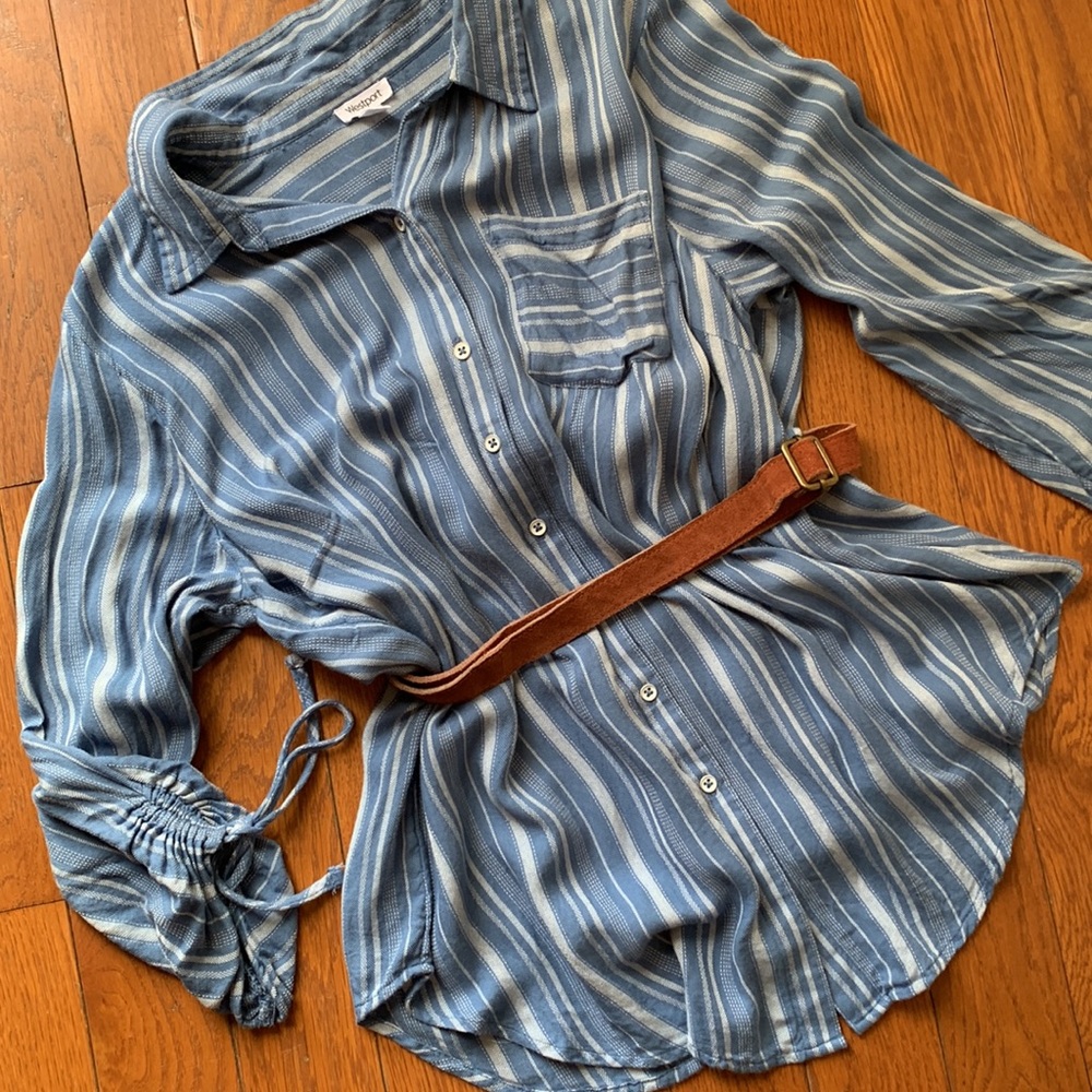 Westport super soft blue striped classic button down with ties size XL